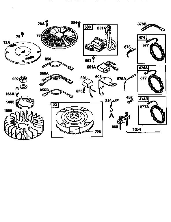 Flywheel And Alternator Assembly Diagram and Parts List for 42A700  Briggs and Stratton Engine